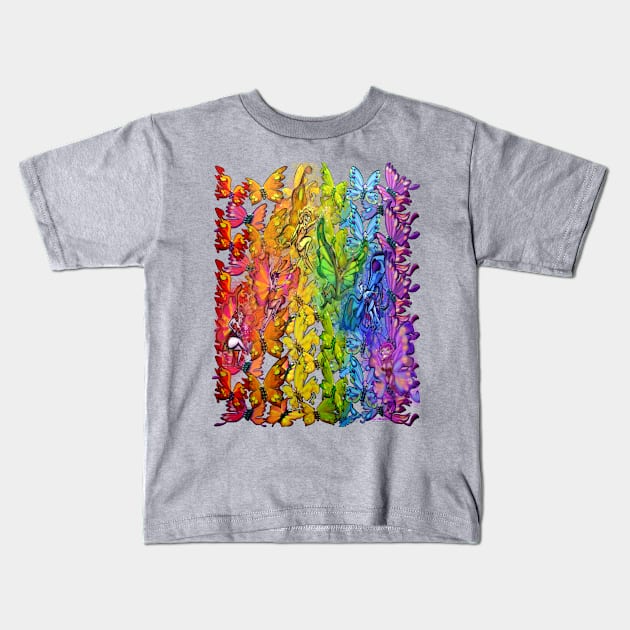 Rainbow Butterflies Pixies Kids T-Shirt by Kevin Middleton
